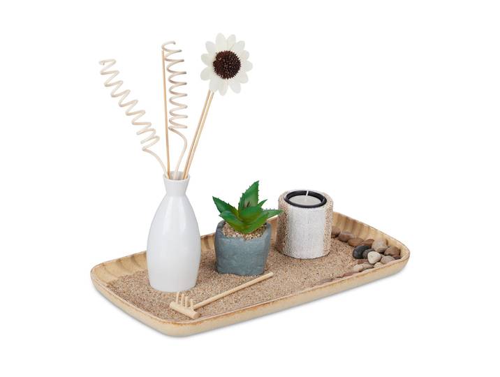 Entspannungsset Zen Garten, Dekotablett, 26 x 34 x 17,5 cm