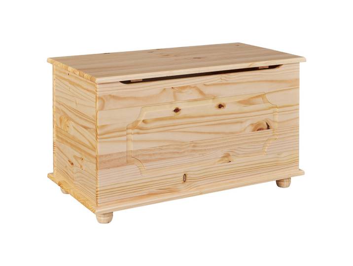 Mid.you Truhe Interlink Emel 16901000, Naturfarben, Holz, Kiefer, massiv, 1 Fächer, 89x53x47 cm, Deckel aufklappbar, Kleinmöbel, Truhen, Holztruhen