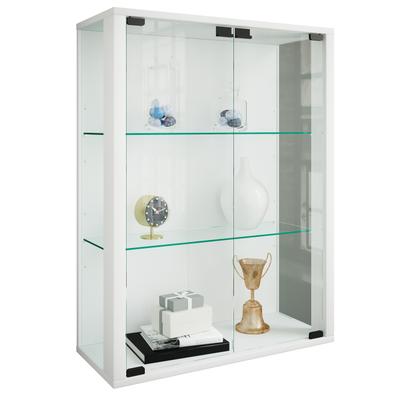 Wandregal VCM "Wandvitrine Hängevitrine Glasvitrine Glas Udina M", weiß, B:60cm T:25cm, Regale, Wandregal