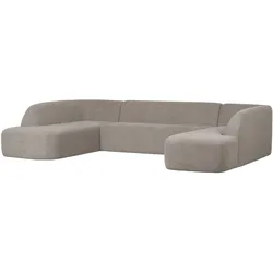 Sofa Sloping in U-Form, weicher Melange-Stoff, modern, hellgrau, 6-7 Sitzplätze