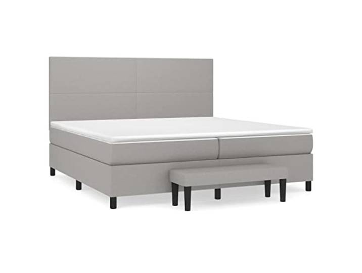 Makastle Boxspringbett mit Matratze Hellgrau 200x200 cm Höhenverstellbares Kopfteil