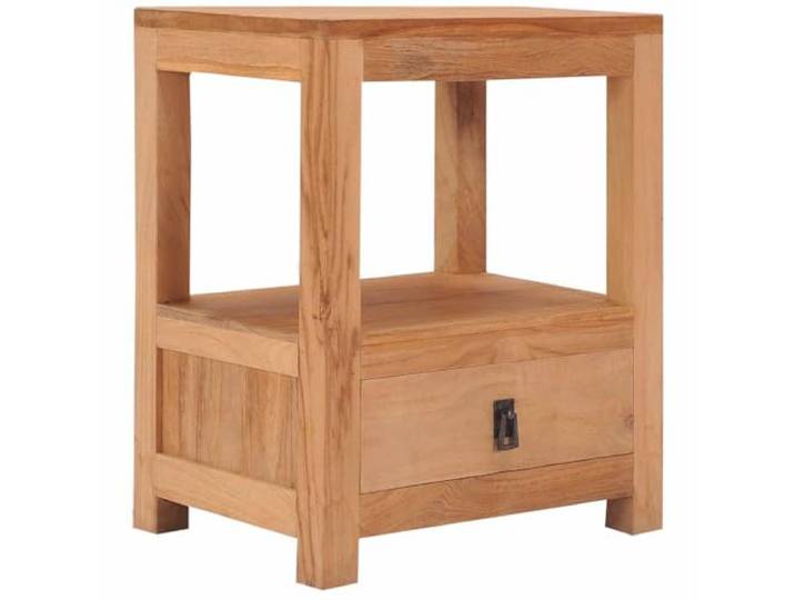 fsahslih Nachttisch 40x30x50 cm Massivholz Teak Beistelltisch Rustikaler Nachtschrank aus Teakholz mit 1 Schublade und Fach für das Schlafzimmer, fertige Lieferung ohne Montage.