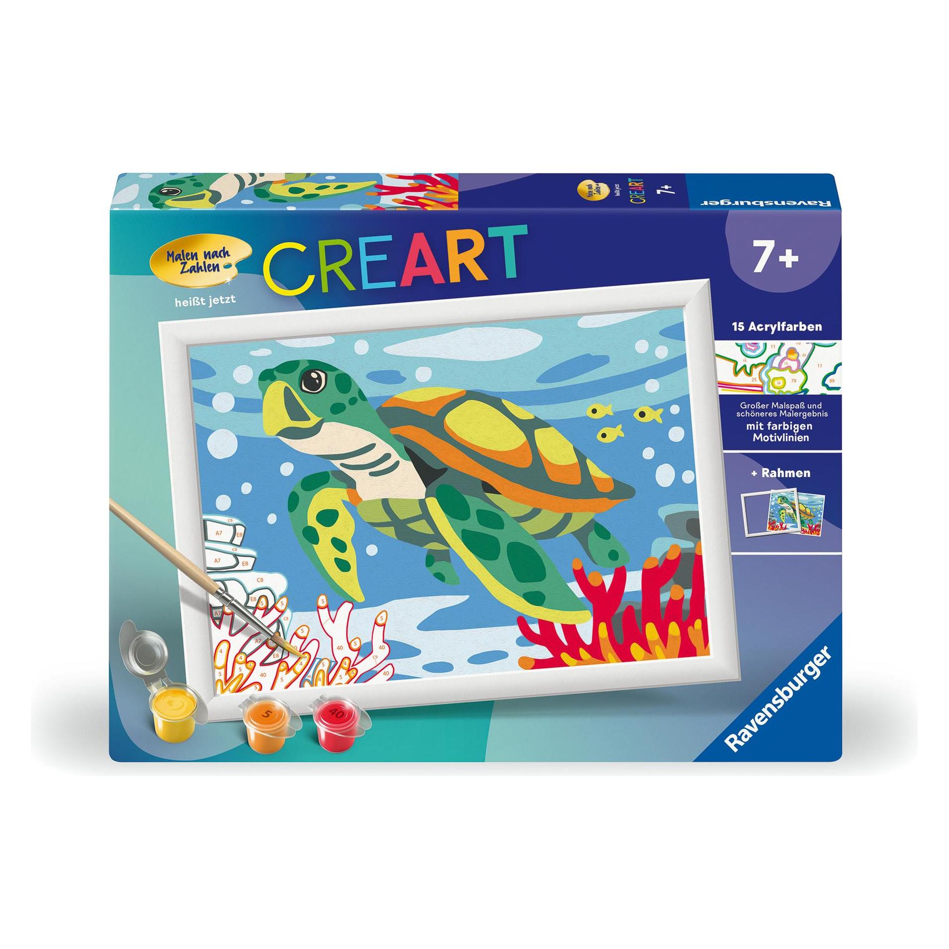 Ravensburger CreArt - Malen nach Zahlen 23993 - Meeresschildkröte - ab 9 Jahren (23993)