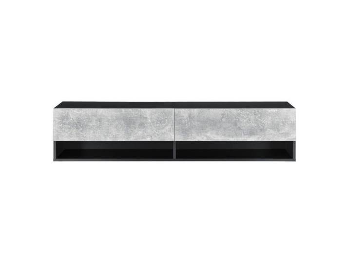Étagère murale 2 portes meuble support TV rangement 140 cm noir effet béton 03_0005186