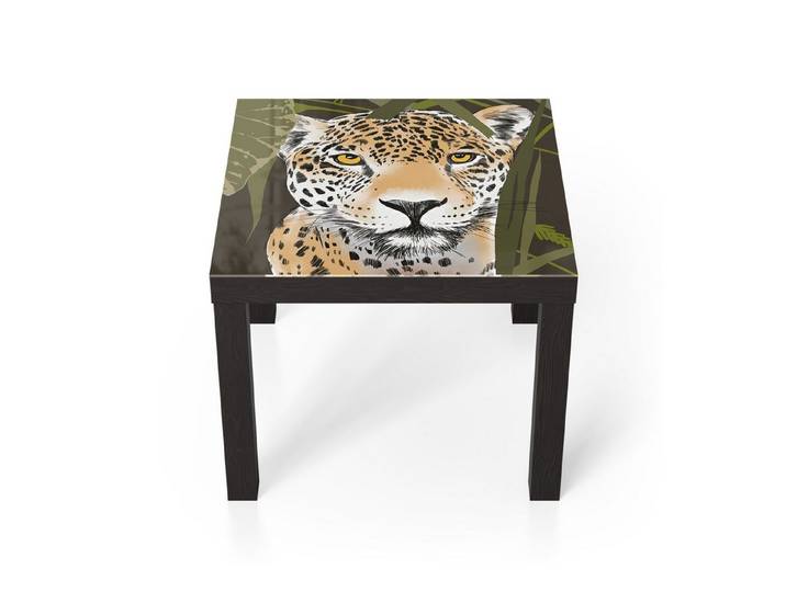 DEQORI Couchtisch 'Blick des Leoparden', Glas Beistelltisch Glastisch modern