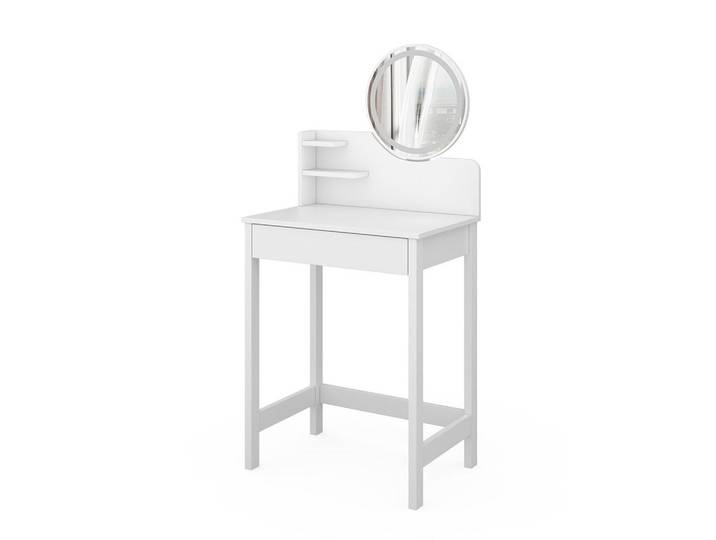 Vicco Schminktisch Surrey, Weiß, 60 cm mit LED-Spiegel, 2 Fächer, 1 Schubladen, Rechteckig,Rechteckig, 60x127.5x40 cm, Schlafzimmer, Schminktische
