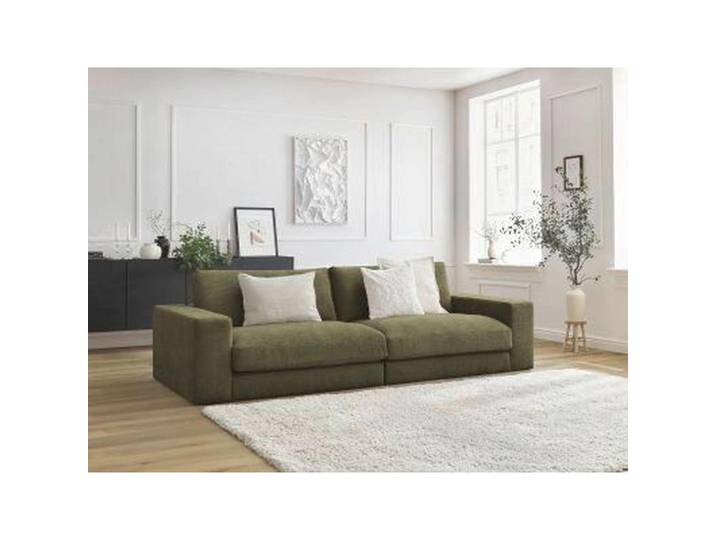 3-Sitzer-Sofa Leonard, Grün, Kunststoff, 234x109x77 cm, Rücken echt, Wohnzimmer, Sofas & Couches, Sofas, 3-Sitzer Sofas
