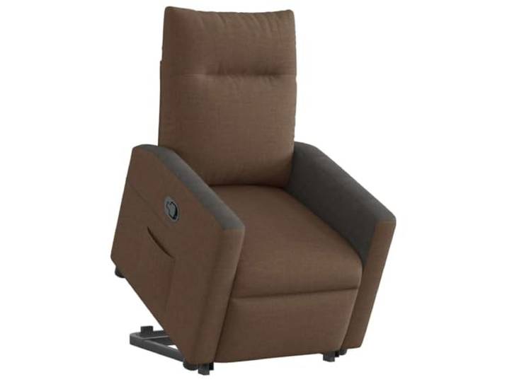Relaxsessel mit Aufstehhilfe Braun Stoff Elektrische Aufstehhilfe,manuelle Liegefunktion,Seitentasche,Rahmen aus Holz und Metall,Stoffbezug