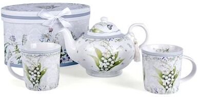 STP Goods Lily of the Valley Bone China Tea Set for 2. in Gift Box