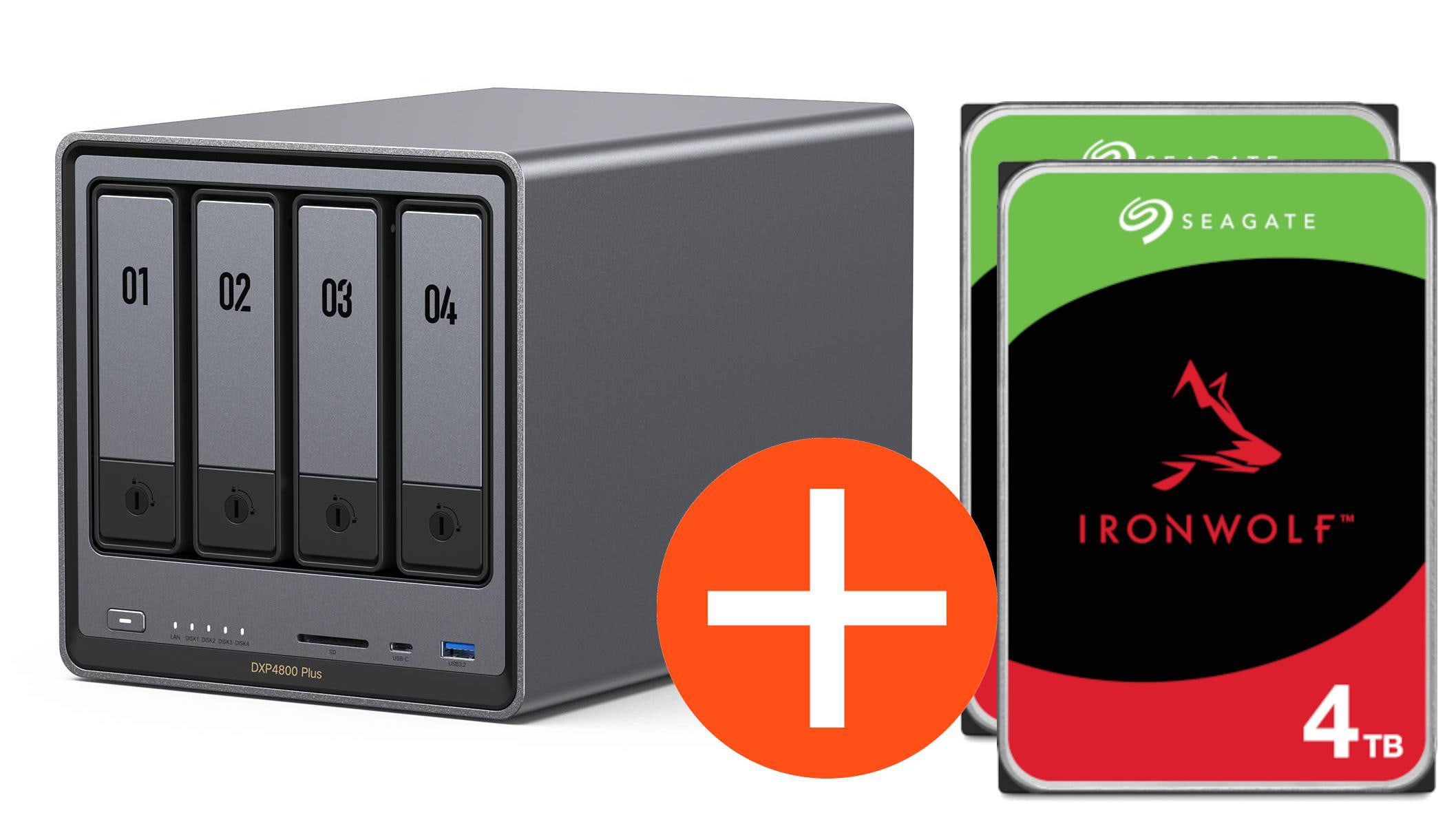 UGREEN NASync DXP4800 Plus NAS System 4-Bay 8TB inkl. 2x Seagate IronWolf ST4000VN006 4 TB DXP4800 Plus 2x ST4000VN006