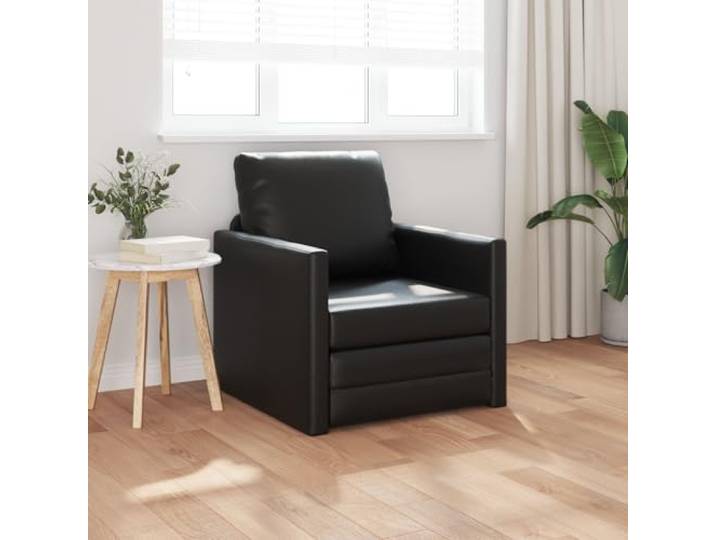 HEFZGDB Futon Sofa Bett 2-in-1 Schwarz 74x77x81 cm Kunstleder Sessel für Stil und Komfort im Wohnbereich mit robuster Bauweise und trendigem Design für Innenräume
