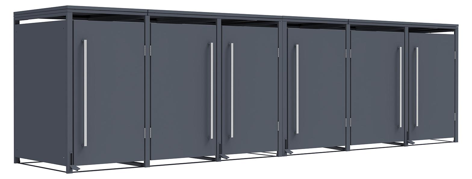 Westmann Pedura 6 Metall Mülltonnenbox mit Fußpedal 6x240 L Anthrazit