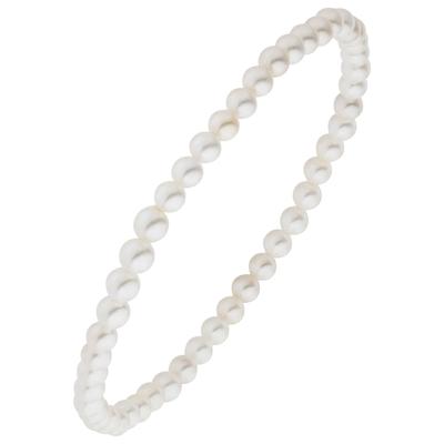 Armband JOBO "Muschelkern-Perlen 4 mm", weiß, Armbänder, Damen, 17cm, Perlen, Armband, weiß 17 cm