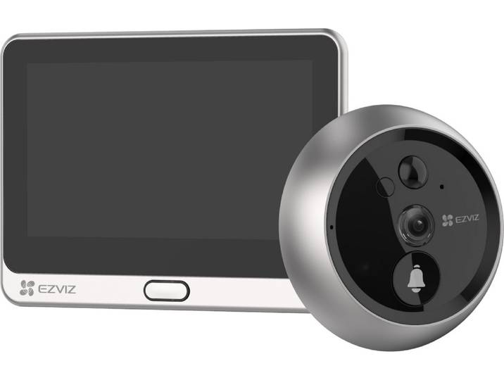Sonnette EZVIZ DP2C\, Wi-Fi\, batterie rechargeable\, 2 MP FHD\, 4\,3 pouces\, vision nocturne\, grand angle 155°\, argent\, 1 pièce.