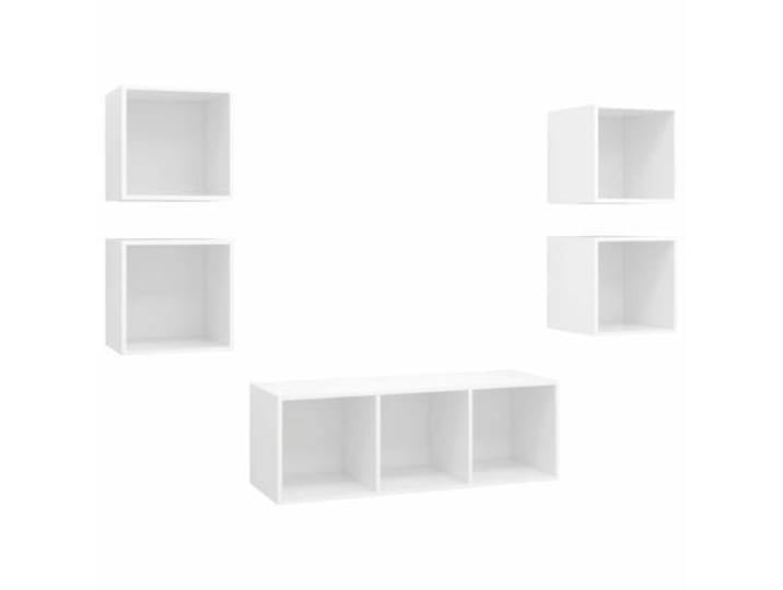 Makastle 5-TLG. TV-Schrank-Set Weiß Holzwerkstoff Wandmontage