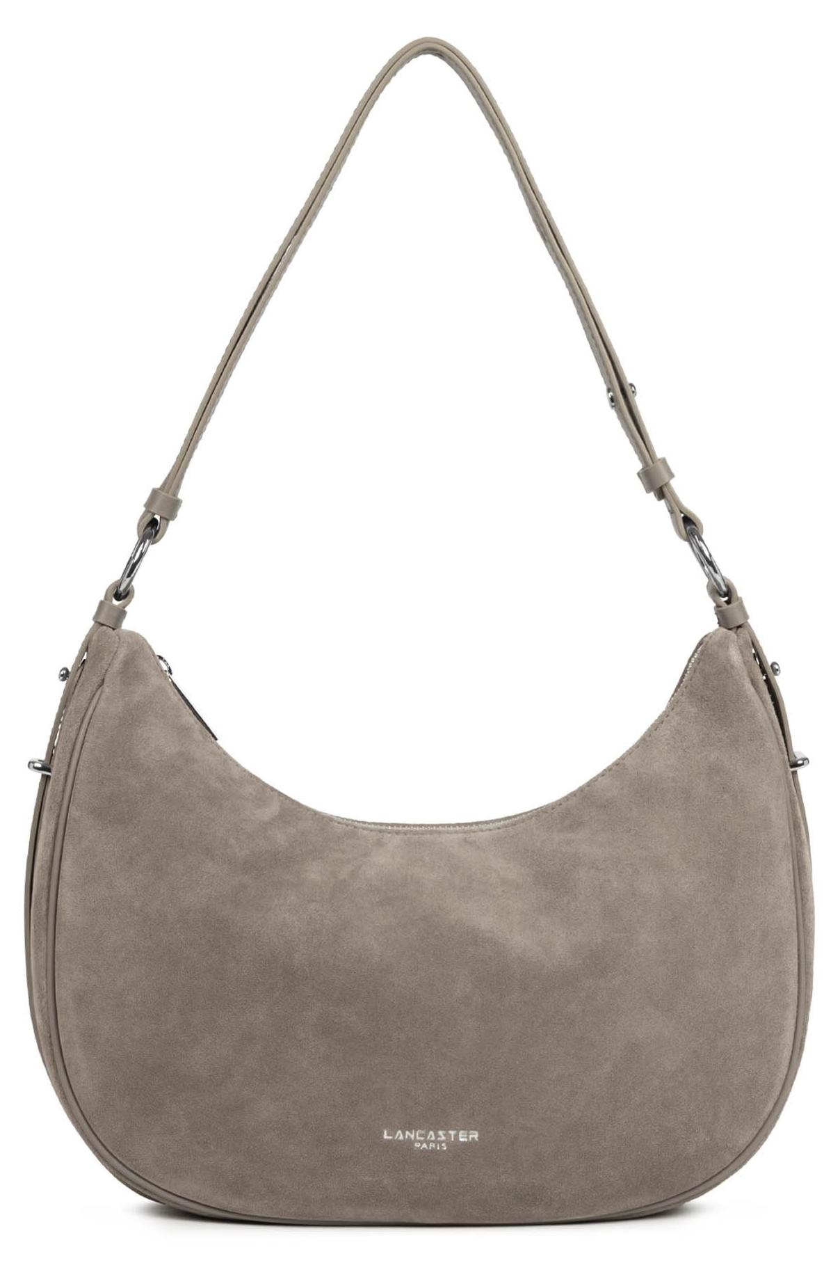 Schultertasche aus Wildleder - Mit Reißverschluss - Grau