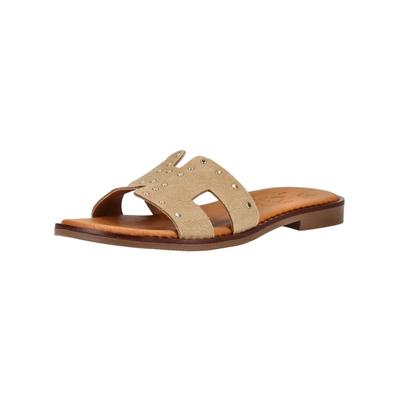 Pantolette OH MY SANDALS "Oh My Sandals Pantoletten Leder", Damen, Gr. 39, beige (hellbraun), Leder, Schuhe Pantolette