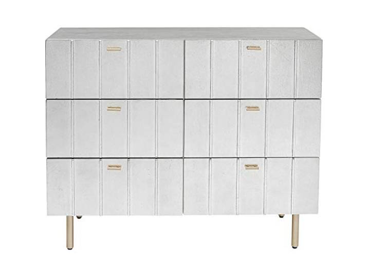 Kare Design Kommode Venice Line, Silber, 89x106x40 cm, Schrank, Aufbewahrung, mit 6 Schubladen, Holz Korpus, Stahl Beine, Wohnzimmer