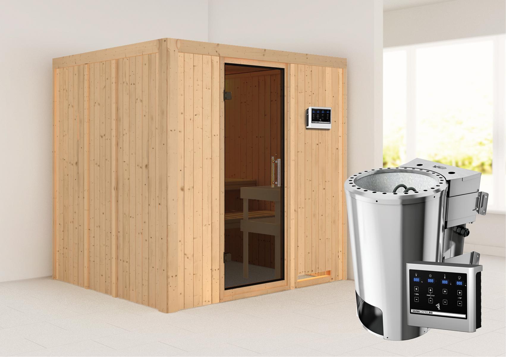 KARIBUHOLZT Sauna Daria Front 3,6kW Bio ext. S graphitf. GGT 16880053