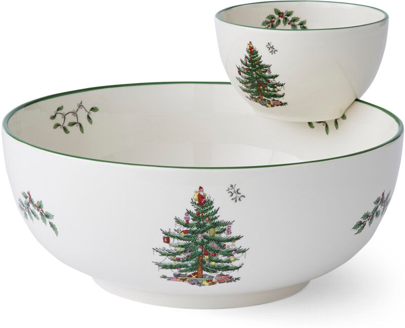 Spode, Christmas Tree - Chip n Dip 24.5cm W X 15cm L X 28cm H
