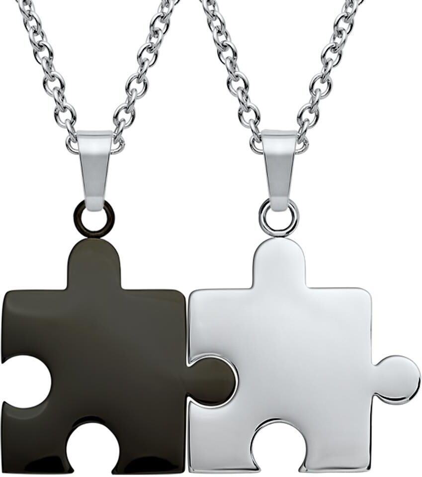 Unique Anhänger Edelstahl Puzzleteil schwarz-silbern silber