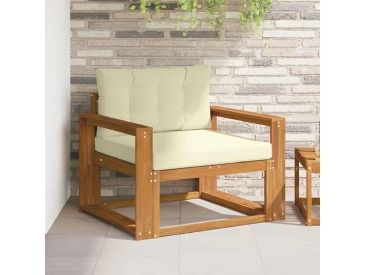 ZXQVLMRS Mittelsofa Natur/Akazienholz Lounge-Sessel Braun 99x83x73 cm Massivholz, Wetterfest, Inklusive Sitzkissen, Für Terrasse & Balkon