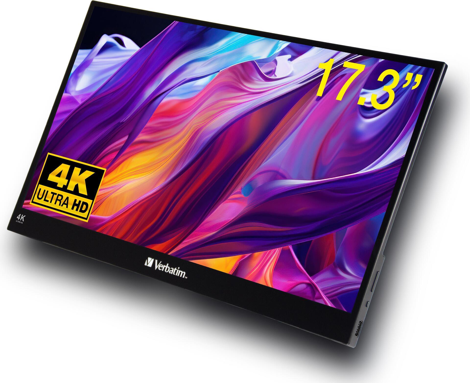 Verbatim 32239, 43,9 cm (17.3"), 3840 x 2160 Pixel, 4K Ultra HD, LCD, 6 ms, Schwarz