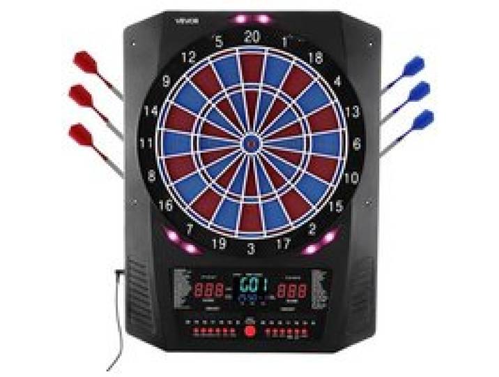 VEVOR Elektronische Dartscheibe, 342,9 mm E Dartboard mit 45 Spielen & 474 Variationen für bis zu 8 Spieler, 6 Dartschäfte mit Flights & 50 Ersatz-Pfeilspitzen, farbiger LED-Cricket-Punktebildschirm