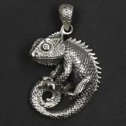 Drachensilber Chamäleon Schmuck Anhänger 925 Silber - Silber