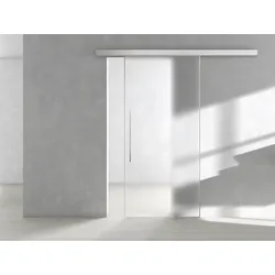 Griffwerk Glasschiebetür (ESG) inkl. Rahmen SNOWWHITE 501 ESG PURE WHITE matt 1060x2058x8mm inkl. AIR Edelstahl-Optik matt