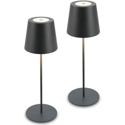 BRILONER LEUCHTEN Tischleuchte "2er Set LED Tischlampe kabellos, anthrazit", grau (anthrazit), Leuchten, 2er Set LED Tischlampe kabellos 36x10,5 cm Anthrazit, Tischleuchte