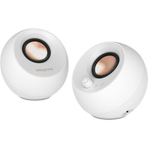 Creative PC-Lautsprecher Pebble Pro, weiß, 10 Watt, 2.0 Stereo, RGB-LED, 3,5mm Klinke, USB & Bluetooth