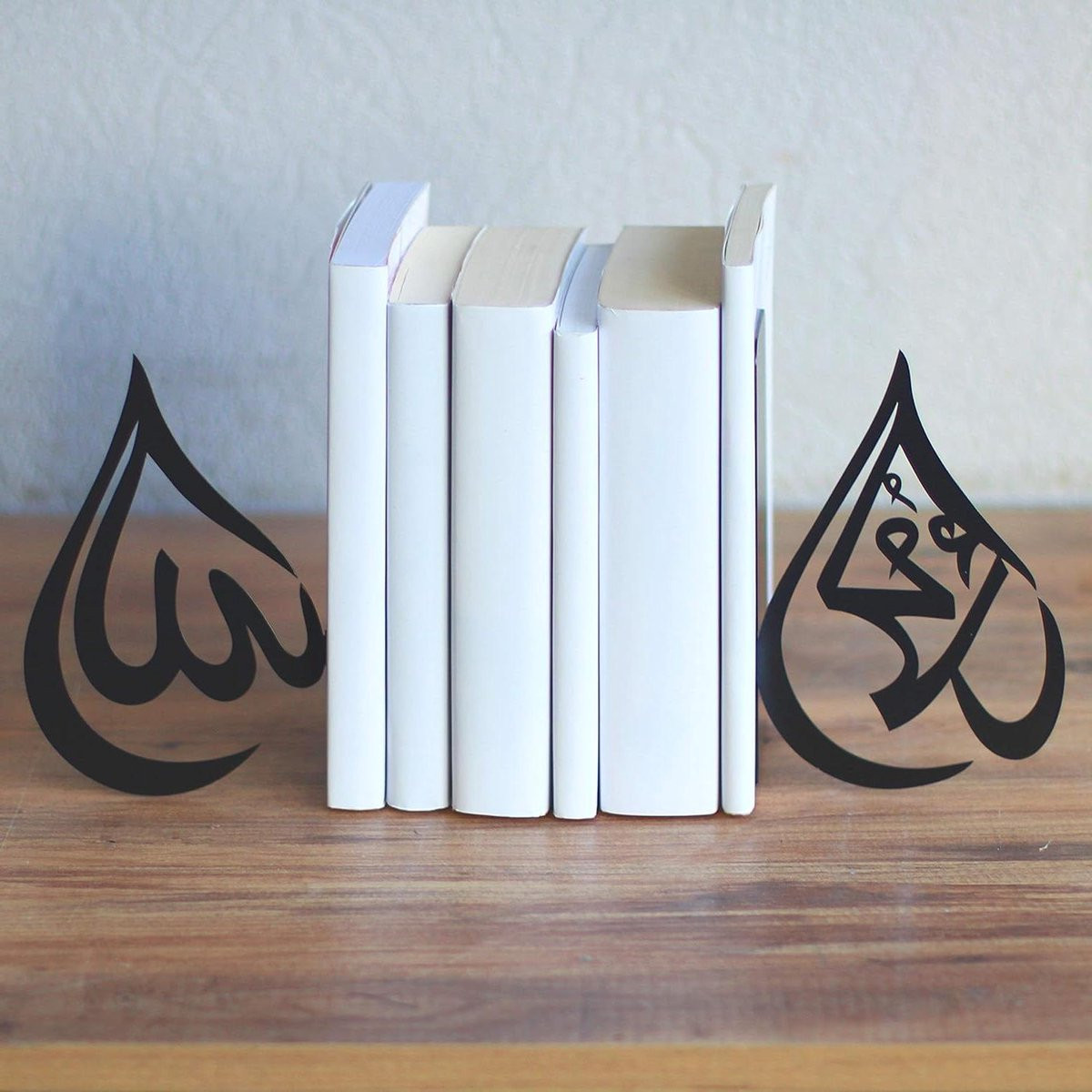 Set van 2 handgemaakte zwarte metalen Islamitische boekensteunen voor religieuze decoratie