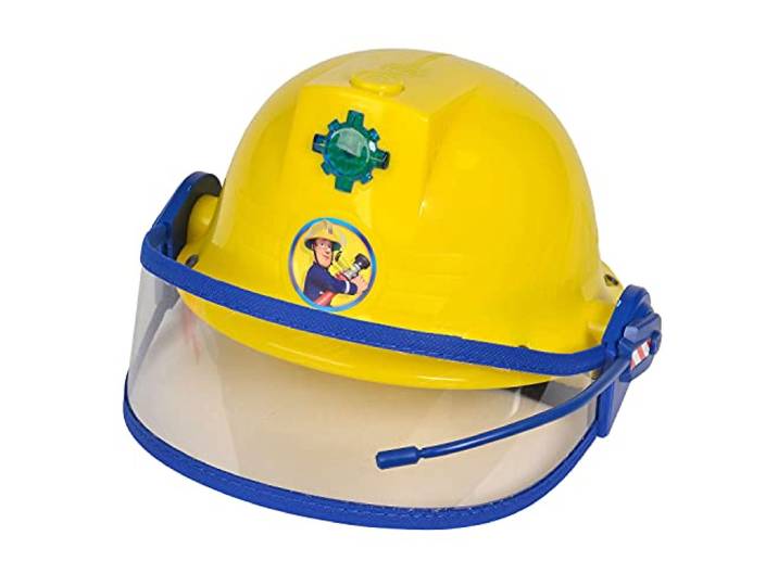Simba 109252365 - Feuerwehrmann Sam Helm, Feuerwehrhelm mit Funktion, gelb, mit Licht und Sirenen Sound, Größeneinstellung möglich, D:23cm, für Kinder ab 3 Jahren