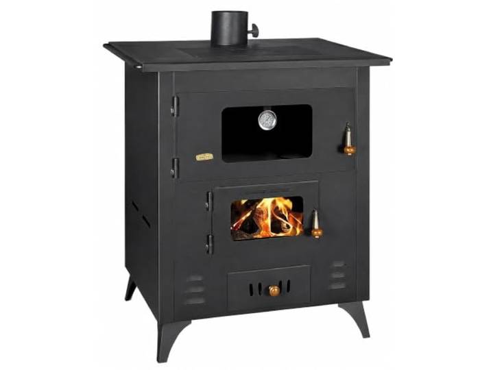 Prity Küchenofen mit Backofen und Kochplatte, Modell 1P50R, 14 kW, Schwarz/Graphit, Holz, Gusseisen, Heizofen, Ofen, bis zu 79 m²