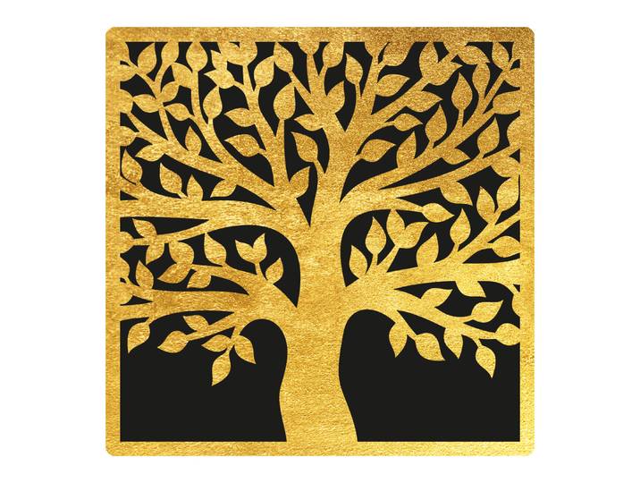 Wandbild GOODPRODUCT Bild Lebensbaum mit Blattgold veredelt inkl. rückseitiger Aufhängung , gold (farbe bild(er): schwarz), B:40cm H:40cm T:0,4cm, Acrylglas, Bilder, Wandbild, Lebensbaum-Wandbilder mit handveredelten Blattgold-Applikationen