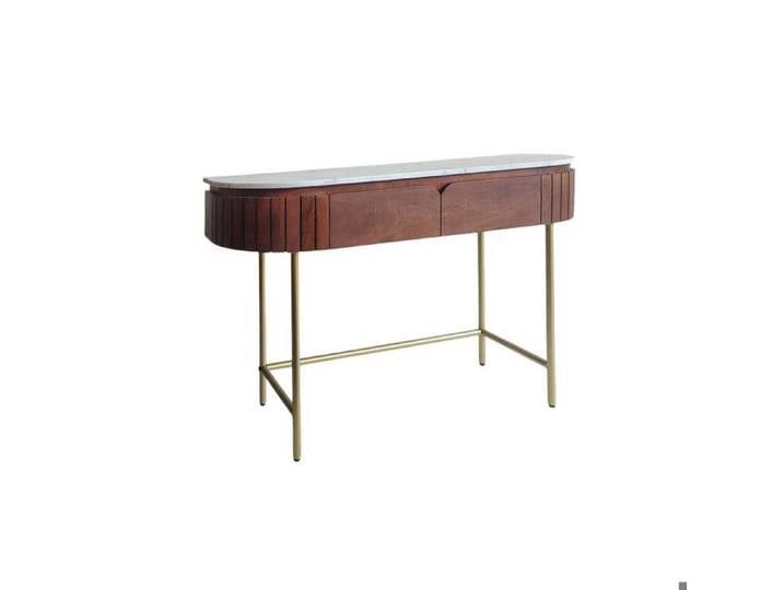 Console en bois de manguier et marbre Sienne
