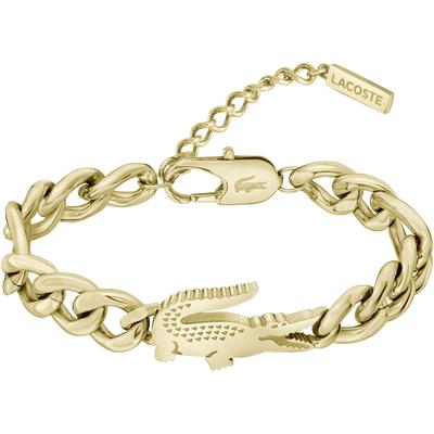 Armkette LACOSTE "CROCODILE", gold (gelbgoldfarben), Armbänder, Damen, 19cm, Edelstahl, Armkette