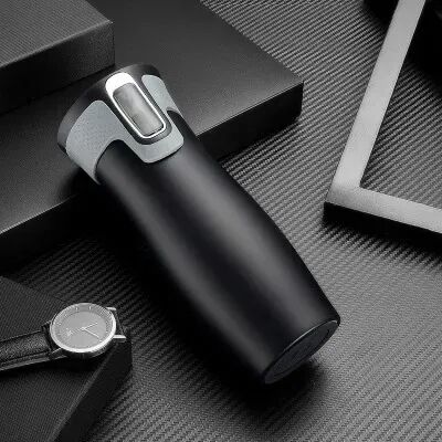 Multicon Wholesale Hub Vacuum Flask Thermoses With Easy Clean Lid, 20Oz One touch Water West Loop Insulated Stainless Steel Travel Mug black