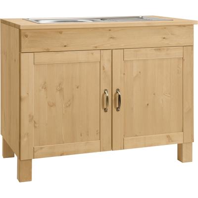 Spülenschrank HOME AFFAIRE "Alby", beige (natur gebeizt, gewachst), B:100cm H:85cm T:60cm, Schränke, Spülenschrank, Breite 100 cm, 1 Fach