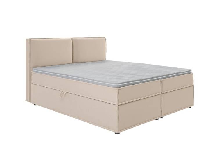Lit boxspring 180x200 avec rangements, microfibre beige