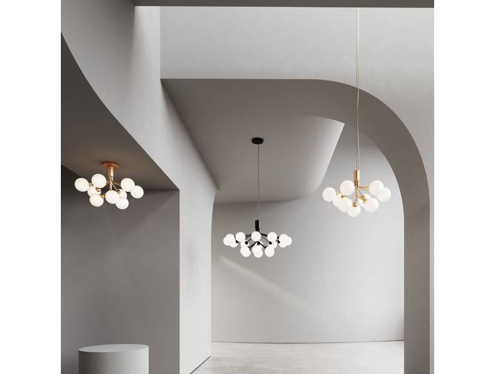 Apiales 9 Deckenleuchte Brushed Brass - Nuura Apiales 9 Ceiling - Wohnzimmer - Design - Metall - Kugel
