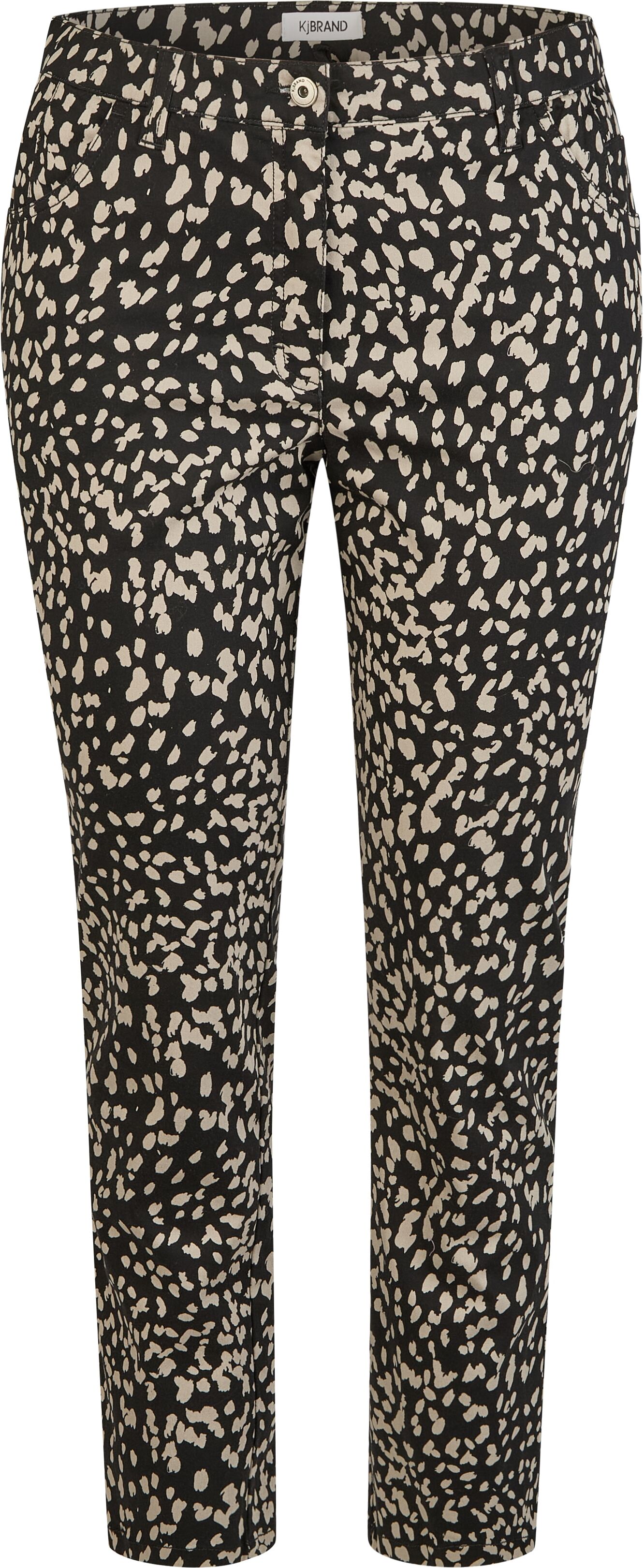 5-Pocket-Hose KJBRAND "Betty Hosenröhre in Baumwolle/ Satin, bedruckt", Damen, Gr. 44, N-Gr, grau (hellgrau), Satin, Obermaterial: 97% Baumwolle, 3% Elasthan, bedruckt, figurbetont knöchellang, Hosen 5-Pocket-Hose, ideal bei schlanken Oberschenkeln hellgr