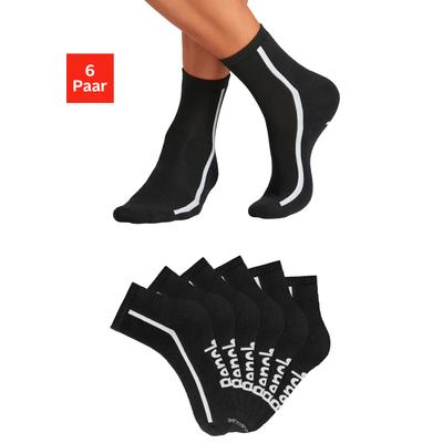 Tennissocken BENCH. "Sportsocken Herren Quartersocks atmungsaktiv", Herren, Gr. 47-48, schwarz-weiß (6x schwarz), Baumwollmischung, uni, elastisch, Socken Tennissocken, dämpfend durch Hochfersen- Frottee