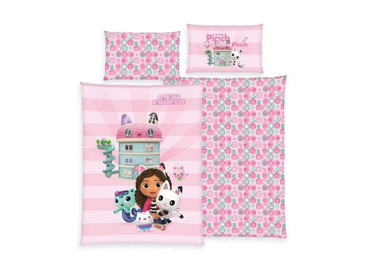 Kinderbettwäsche HERDING Gabbys Dollhouse 160 x 210 cm + 65 x 100 cm , bunt (mehrfarbig), B/L: 160cm x 210cm, Jersey, B/L: 65cm x 100cm, Jersey, Obermaterial: 100% Baumwolle, Bettwäsche, Kinderbettwäsche