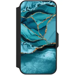 Nivocase Klapphülle für Apple iPhone 13 Mini Handyhülle aus Kunst Leder NIVOflip schwarz Edelstein Glitzer (Apple iPhone 13 mini), Smartphone Hülle, Schwarz