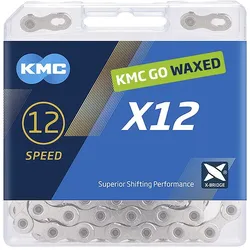 KMC Fahrrad Kette X12 WAXED 12-fach silber 126 Glieder, 1/2 x 11/128""