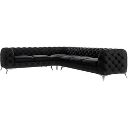 ECKSOFA Chesterfield Laura Schwarz Samt