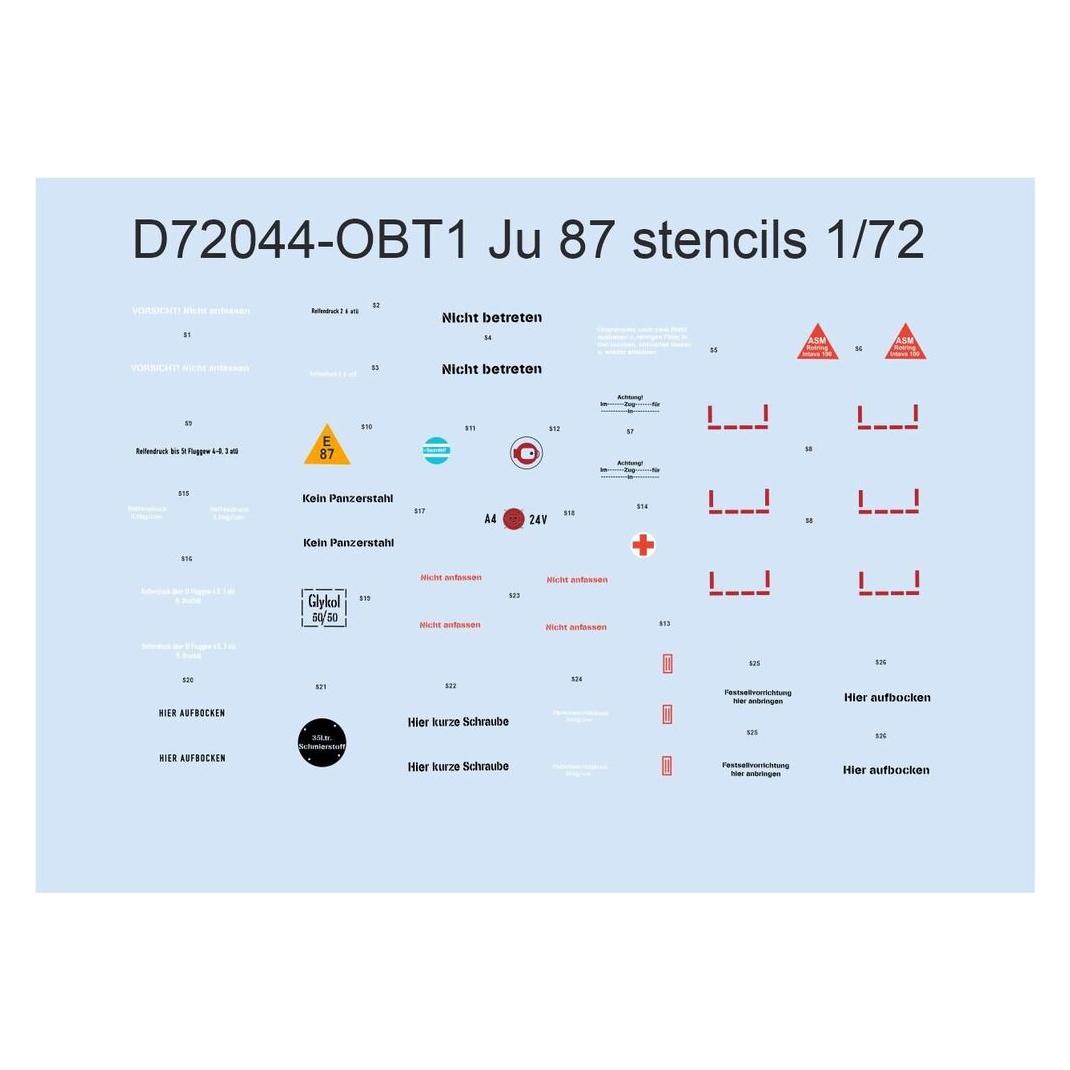 Eduard Ju 87 stencils for ACADEMY/AIRFIX/ITALERI/REVELL (D72044)