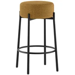 Tresenstuhl Hochhocker in Ocker aus Boucle Stoff (2er Set)